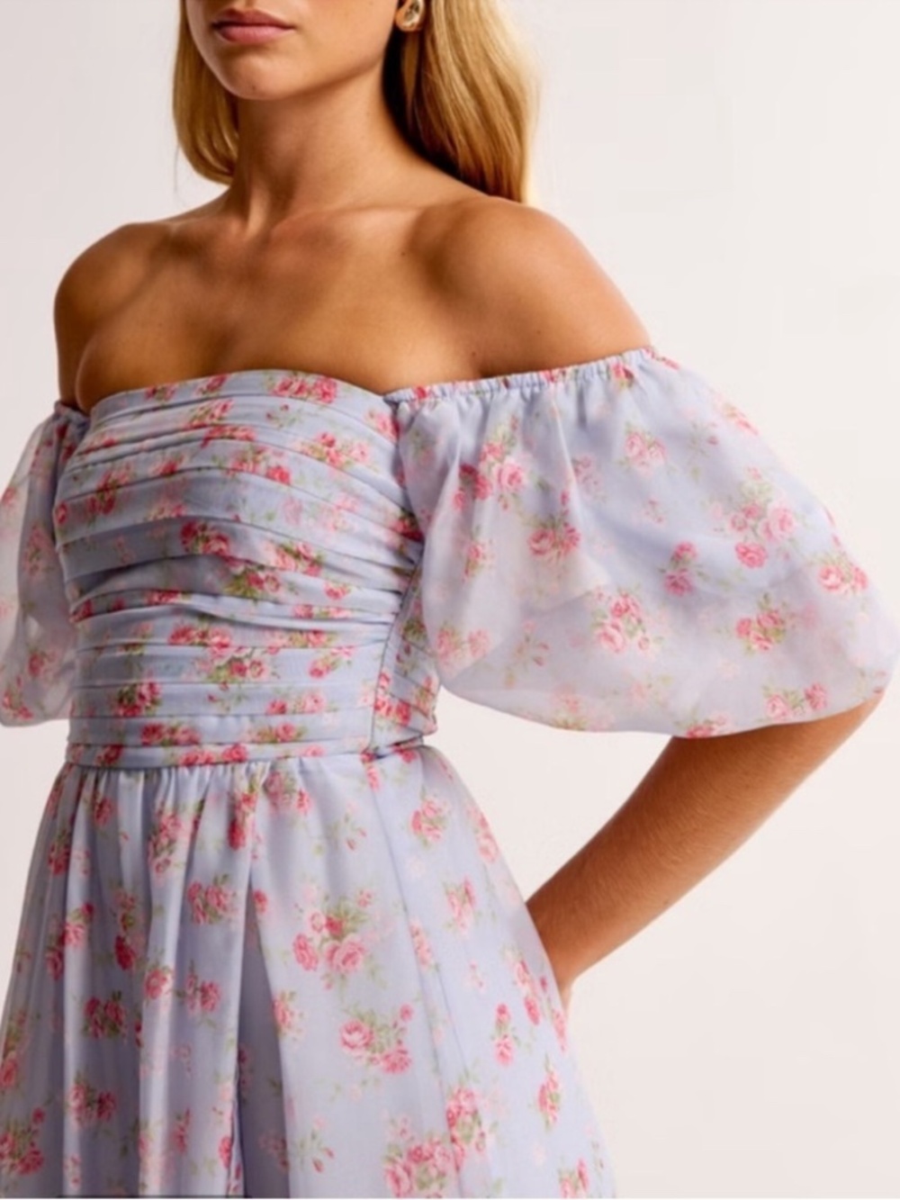 Abercrombie and Fitch Emerson Off-The-Shoulder Floral Drama Maxi Dress - Picture 3 of 11